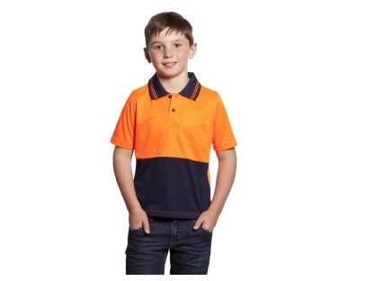Hi Visibility Kids Polo Orange /Navy